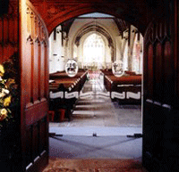 View from the West Porch down the aisle to the altar